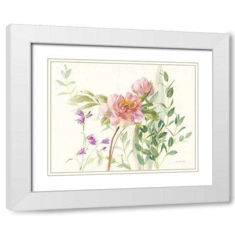 Flourish I Light Pink Crop White Modern Wood Framed Art Print with Double Matting by Nai, Danhui