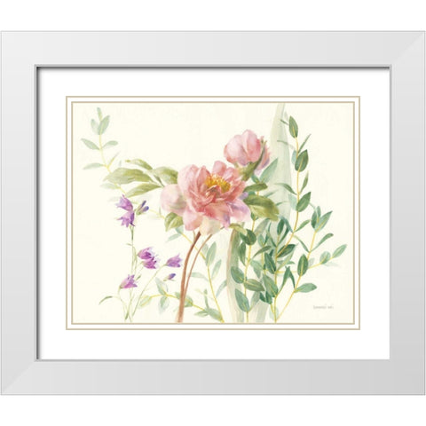 Flourish I Light Pink Crop White Modern Wood Framed Art Print with Double Matting by Nai, Danhui