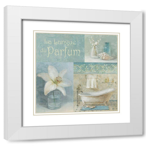 Parfum I White Modern Wood Framed Art Print with Double Matting by Nai, Danhui