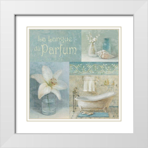 Parfum I White Modern Wood Framed Art Print with Double Matting by Nai, Danhui