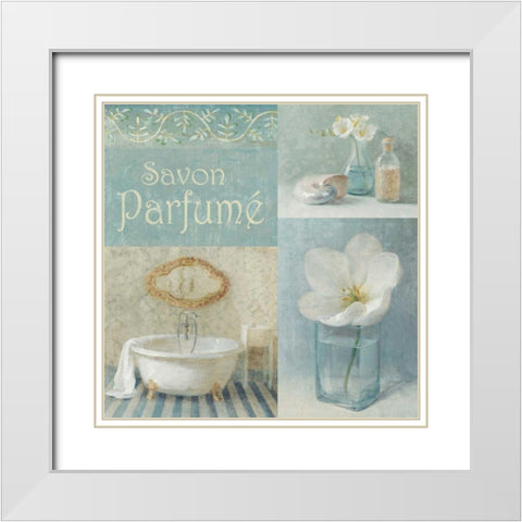 Parfum II White Modern Wood Framed Art Print with Double Matting by Nai, Danhui
