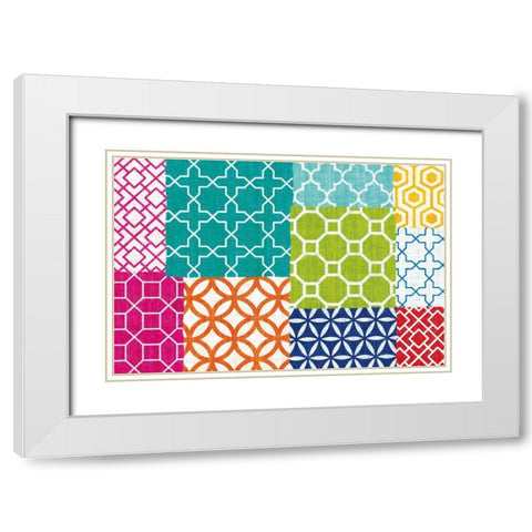 Bright Lattice Tile Patchwork White Modern Wood Framed Art Print with Double Matting by Mullan, Michael