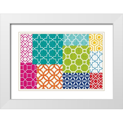 Bright Lattice Tile Patchwork White Modern Wood Framed Art Print with Double Matting by Mullan, Michael