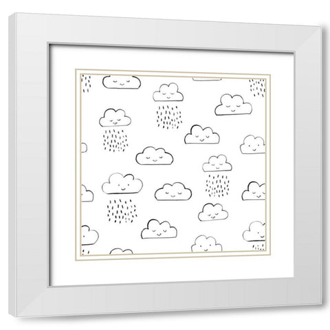 Neighborhood Pals Pattern IA White Modern Wood Framed Art Print with Double Matting by Zaman, Farida