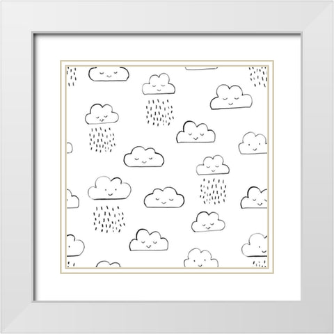 Neighborhood Pals Pattern IA White Modern Wood Framed Art Print with Double Matting by Zaman, Farida