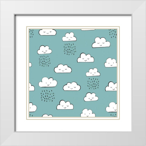 Neighborhood Pals Pattern IC White Modern Wood Framed Art Print with Double Matting by Zaman, Farida