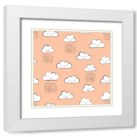 Neighborhood Pals Pattern ID White Modern Wood Framed Art Print with Double Matting by Zaman, Farida
