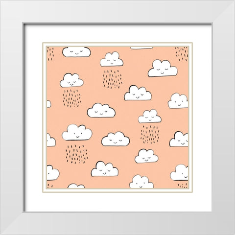 Neighborhood Pals Pattern ID White Modern Wood Framed Art Print with Double Matting by Zaman, Farida
