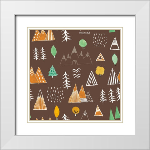 Neighborhood Pals Pattern IVA White Modern Wood Framed Art Print with Double Matting by Zaman, Farida