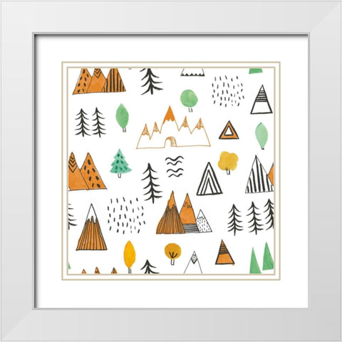 Neighborhood Pals Pattern IVB White Modern Wood Framed Art Print with Double Matting by Zaman, Farida