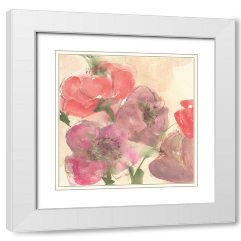 Coral Blooms II Dark Green White Modern Wood Framed Art Print with Double Matting by Paschke, Chris