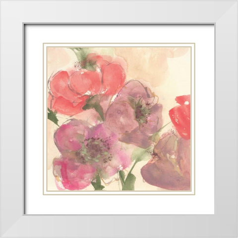 Coral Blooms II Dark Green White Modern Wood Framed Art Print with Double Matting by Paschke, Chris