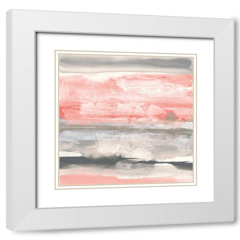 Charcoal and Coral II White Modern Wood Framed Art Print with Double Matting by Paschke, Chris