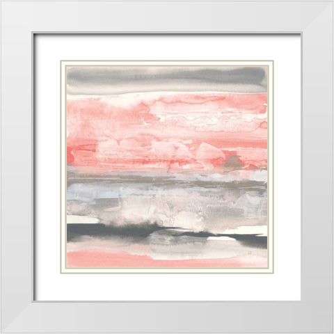Charcoal and Coral II White Modern Wood Framed Art Print with Double Matting by Paschke, Chris