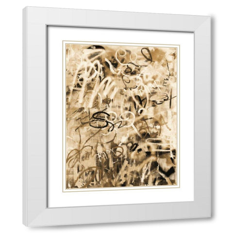 Graffiti Love Sepia White Modern Wood Framed Art Print with Double Matting by Nai, Danhui