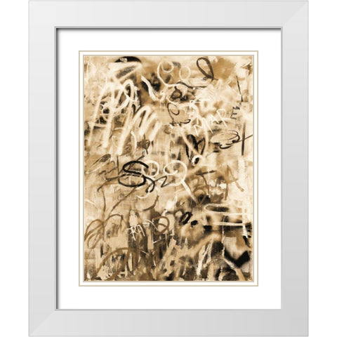 Graffiti Love Sepia White Modern Wood Framed Art Print with Double Matting by Nai, Danhui