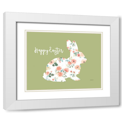 Blooming Delight Bunny II White Modern Wood Framed Art Print with Double Matting by Jackson, Jenaya