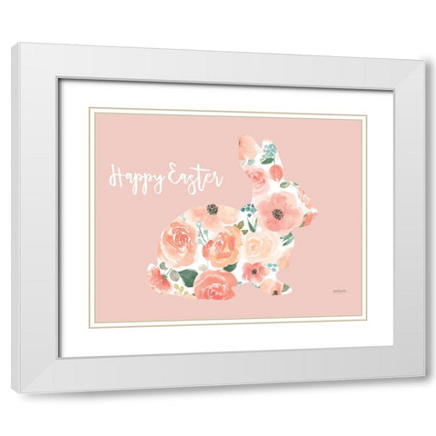 Blooming Delight Bunny III White Modern Wood Framed Art Print with Double Matting by Jackson, Jenaya