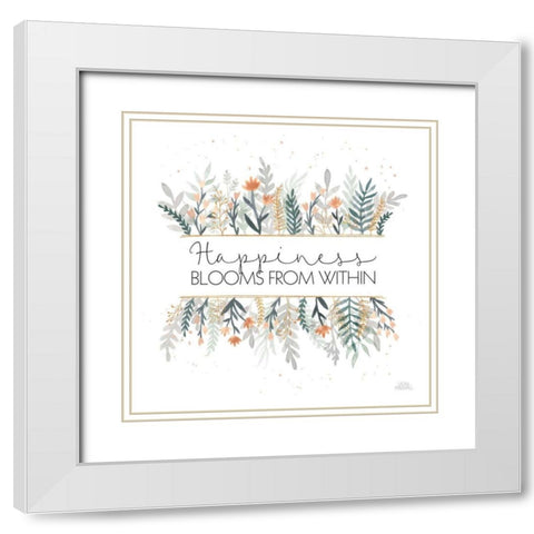 Spring Blooms III White Modern Wood Framed Art Print with Double Matting by Marshall, Laura