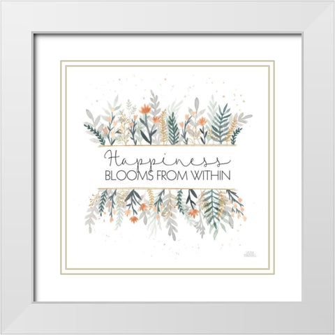 Spring Blooms III White Modern Wood Framed Art Print with Double Matting by Marshall, Laura