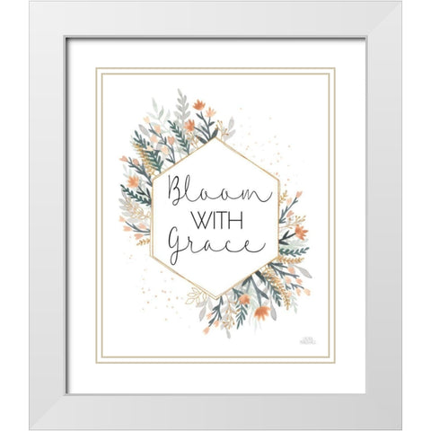 Spring Blooms V White Modern Wood Framed Art Print with Double Matting by Marshall, Laura