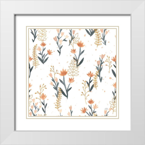 Spring Blooms Pattern IV White Modern Wood Framed Art Print with Double Matting by Marshall, Laura