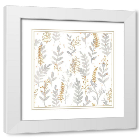 Spring Blooms Pattern VI White Modern Wood Framed Art Print with Double Matting by Marshall, Laura