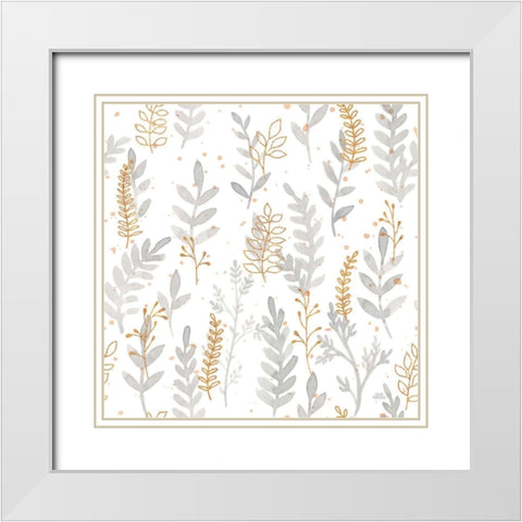 Spring Blooms Pattern VI White Modern Wood Framed Art Print with Double Matting by Marshall, Laura