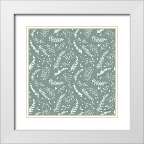 Spring Blooms Pattern XIIC White Modern Wood Framed Art Print with Double Matting by Marshall, Laura