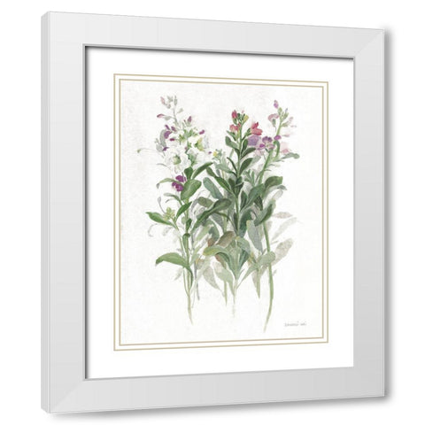 Sprigs of June I White White Modern Wood Framed Art Print with Double Matting by Nai, Danhui