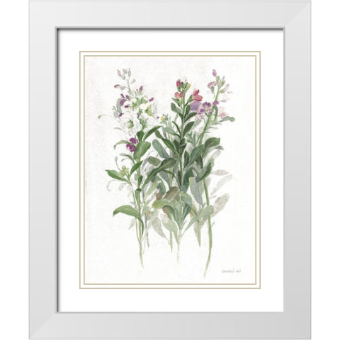 Sprigs of June I White White Modern Wood Framed Art Print with Double Matting by Nai, Danhui