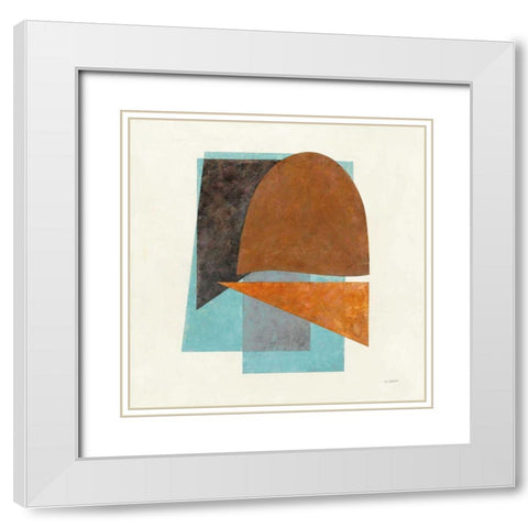 Quintet II Turquoise White Modern Wood Framed Art Print with Double Matting by Schick, Mike