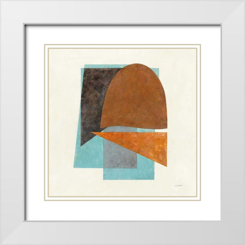 Quintet II Turquoise White Modern Wood Framed Art Print with Double Matting by Schick, Mike