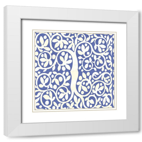 Forest Life Pattern VIII Rich Blue White Modern Wood Framed Art Print with Double Matting by Thomas, Miranda