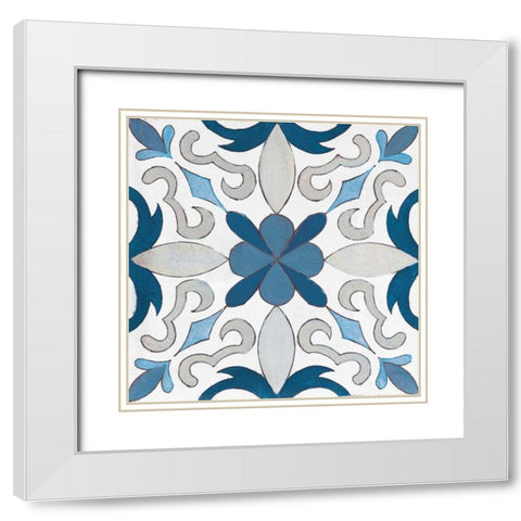 Gypsy Wall Tile 14 Blue Gray White Modern Wood Framed Art Print with Double Matting by Vassileva, Silvia