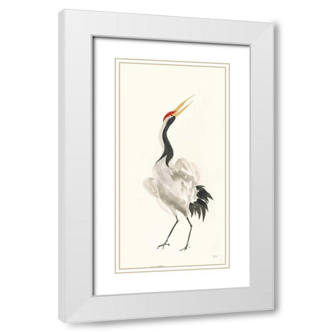 Scroll Crane I Warm White Modern Wood Framed Art Print with Double Matting by Paschke, Chris