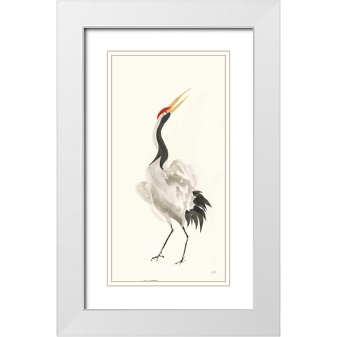 Scroll Crane I Warm White Modern Wood Framed Art Print with Double Matting by Paschke, Chris