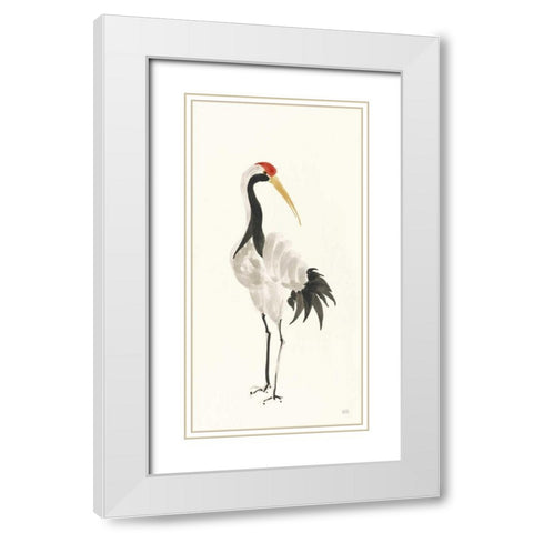 Scroll Crane II Warm White Modern Wood Framed Art Print with Double Matting by Paschke, Chris
