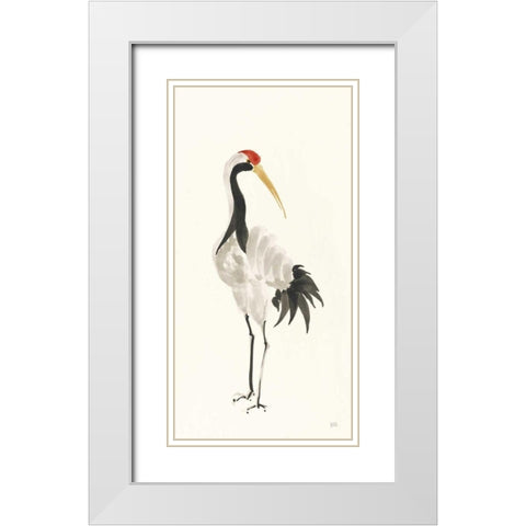 Scroll Crane II Warm White Modern Wood Framed Art Print with Double Matting by Paschke, Chris
