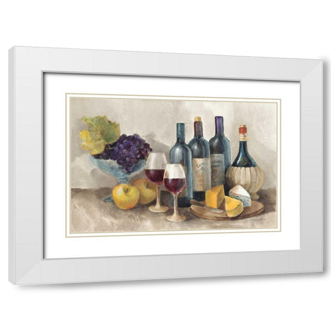 Wine and Fruit I v2 Light White Modern Wood Framed Art Print with Double Matting by Hristova, Albena