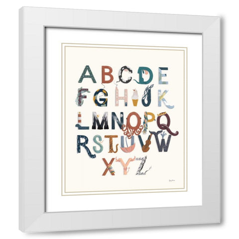 Alphabet A to Z White Modern Wood Framed Art Print with Double Matting by Thorns, Becky
