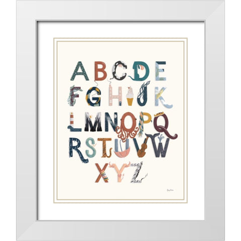 Alphabet A to Z White Modern Wood Framed Art Print with Double Matting by Thorns, Becky