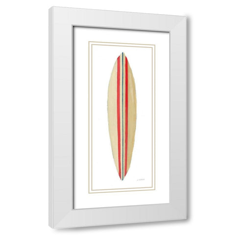 Beach Time Surfboard I White Modern Wood Framed Art Print with Double Matting by Wiens, James