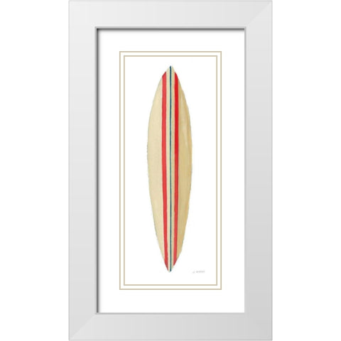 Beach Time Surfboard I White Modern Wood Framed Art Print with Double Matting by Wiens, James