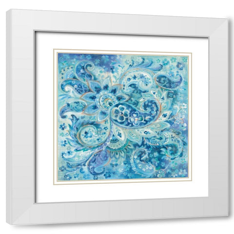 Surat Paisley White Modern Wood Framed Art Print with Double Matting by Nai, Danhui