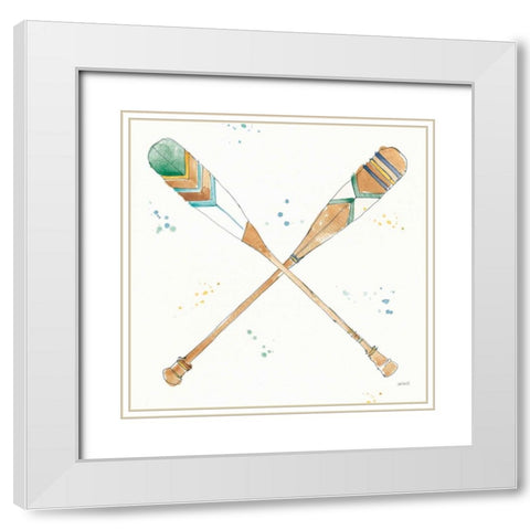 Lakehouse Oars White Modern Wood Framed Art Print with Double Matting by Tavoletti, Anne