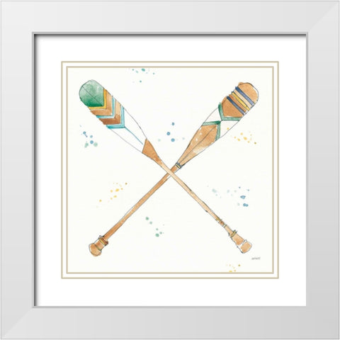 Lakehouse Oars White Modern Wood Framed Art Print with Double Matting by Tavoletti, Anne
