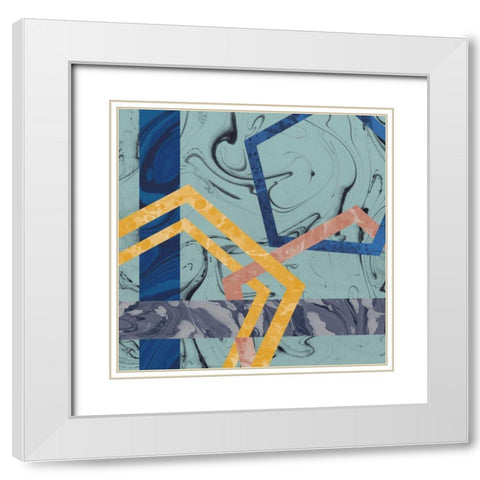 Terrazzo I Blue White Modern Wood Framed Art Print with Double Matting by Wild Apple Portfolio