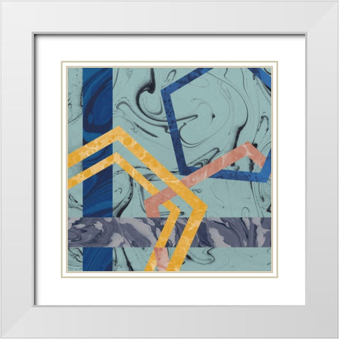 Terrazzo I Blue White Modern Wood Framed Art Print with Double Matting by Wild Apple Portfolio