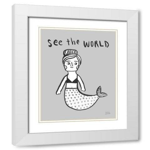 Scandy Baby III White Modern Wood Framed Art Print with Double Matting by Averinos, Melissa